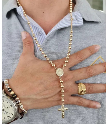 Rosario de Lariat Masculino de Acero Inoxidable