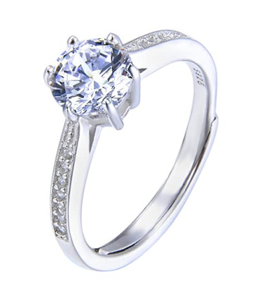 Anillo Compromiso Solitario de Plata Ley 925