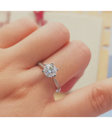 Anillo Compromiso Solitario de Plata Ley 925