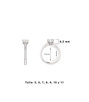 Anillo Compromiso Solitario de Plata Ley 925