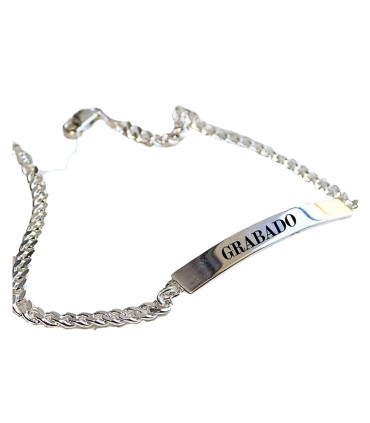 Esclava  de Plata Italiana Ley 925 con Placa Grabada