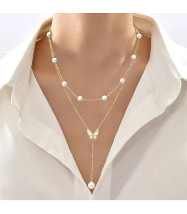 Cadena doble Lariat de Acero Inoxidable