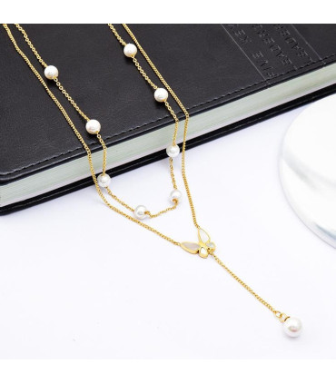 Cadena doble Lariat de Acero Inoxidable