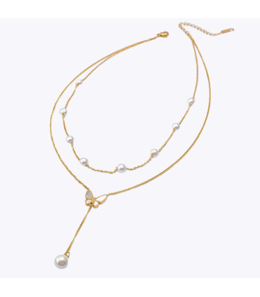 Cadena doble Lariat de Acero Inoxidable