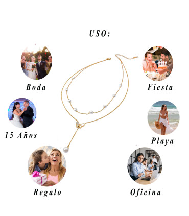 Cadena doble Lariat de Acero Inoxidable