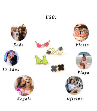 Zarcillos topitos esmaltados de Acero Inoxidable