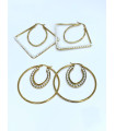 Argollas Doble con perlas De Acero inoxidable